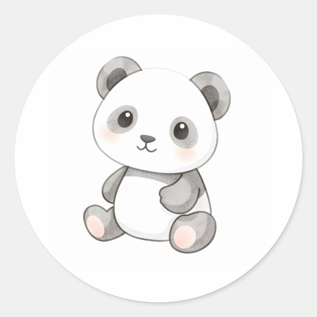 Rond Sticker Panda pour bébé mignon Illustration de l'a (Devant)