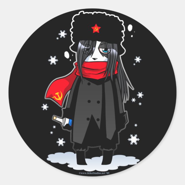 Rond Sticker Panda soviétique ivre (Devant)