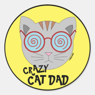 Rond Sticker papa Crazy Cat