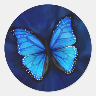 Rond Sticker papillon bleu