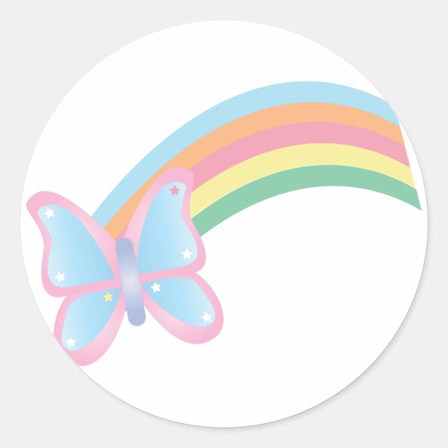 Rond Sticker papillon et arc-en-ciel (Devant)