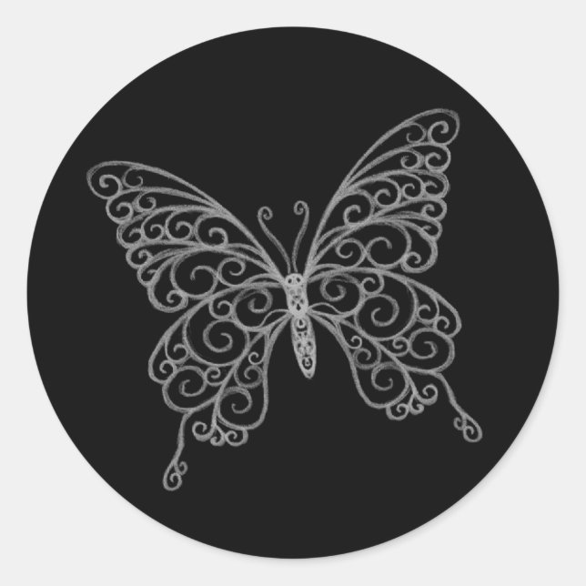 Rond Sticker papillon Filigree (Devant)