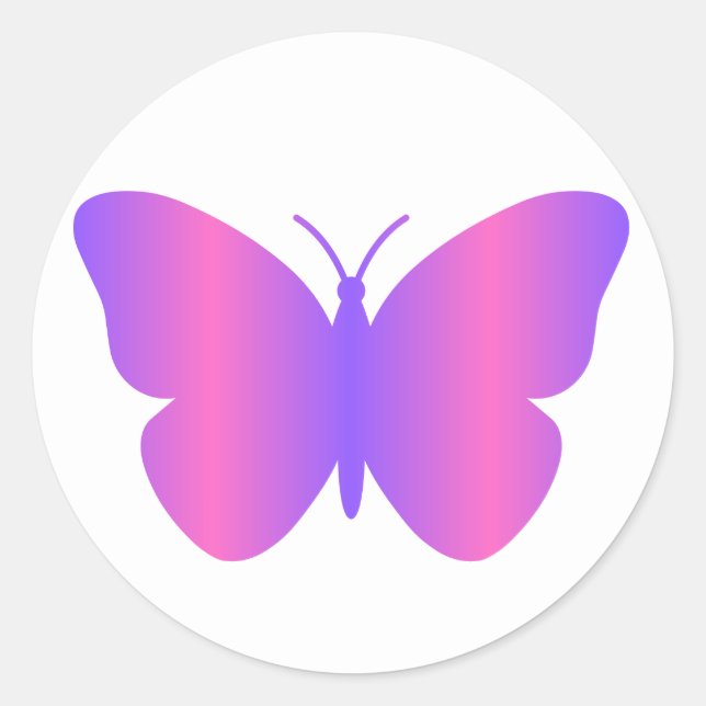 Rond Sticker papillon rose et violet (Devant)