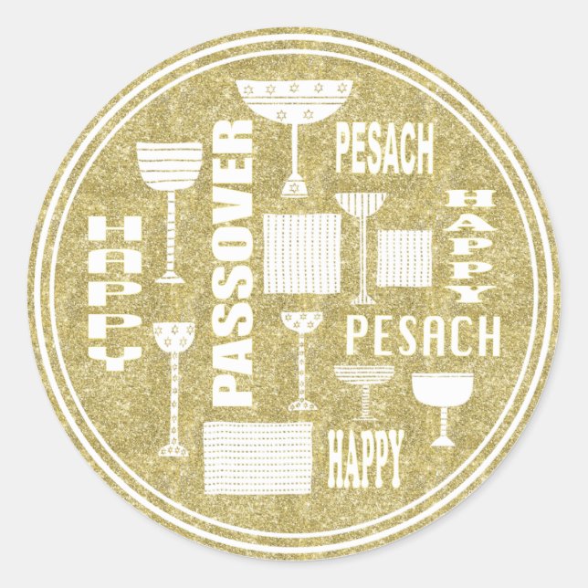 Rond Sticker Passover Cercle "Happy Passover Wine" (Devant)