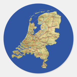 Rond Sticker Pays-Bas Map