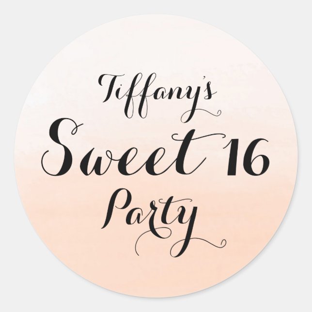 Rond Sticker Peach Pastel Ombre Sweet 16 (Devant)