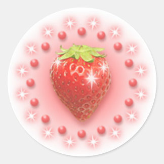 Rond Sticker Pearl fraise rouge rose