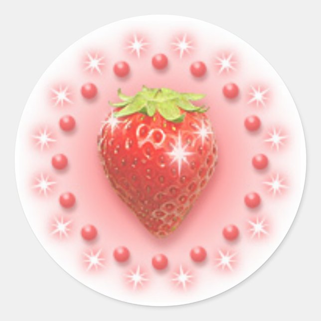 Rond Sticker Pearl fraise rouge rose (Devant)