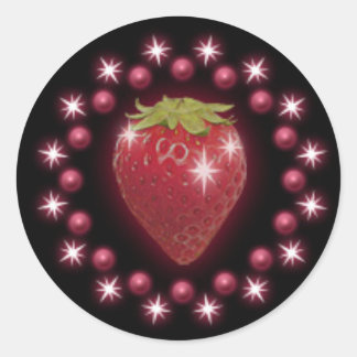 Rond Sticker Pearl fraise vin rouge noir