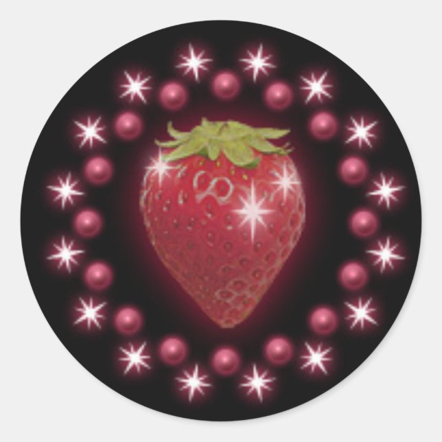 Rond Sticker Pearl fraise vin rouge noir (Devant)
