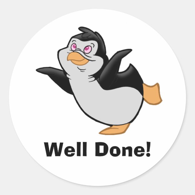 Rond Sticker Penguin Dream "Well Done" (Devant)