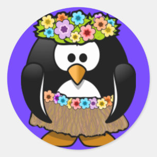 Rond Sticker - Penguin Hoola Dancer