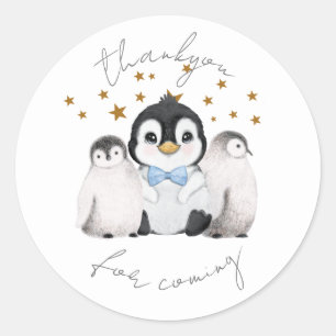 Rond Sticker Penguin Star Party Thankyou