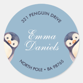 Rond Sticker Penguin Winter Wonderland - Ice Blue