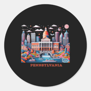 Rond Sticker Pennsylvania En États-Unis