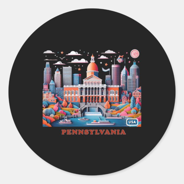 Rond Sticker Pennsylvania En États-Unis (Devant)