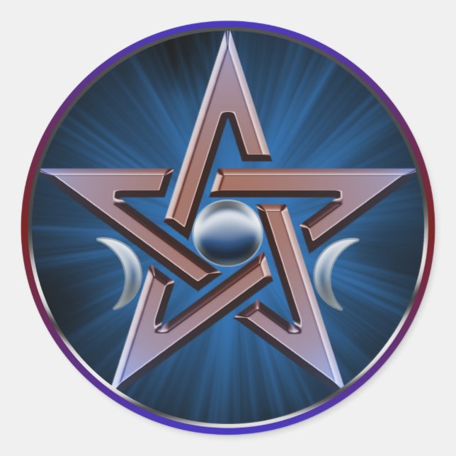 Rond Sticker Pentagram de déesse lunaire (Devant)