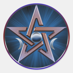 Rond Sticker Pentagram de déesse lunaire
