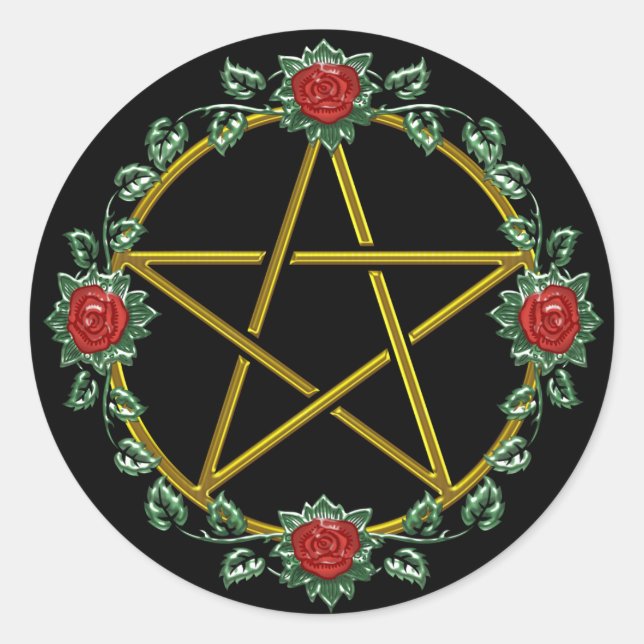 Rond Sticker Pentagram Pentagram Rose d'or (Devant)