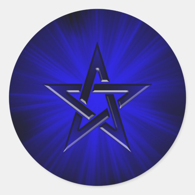 Rond Sticker Pentagramme Bleu Ominous (Devant)