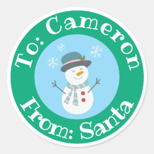 Rond Sticker Père Noël avec nom personnalisé mignon Sno
