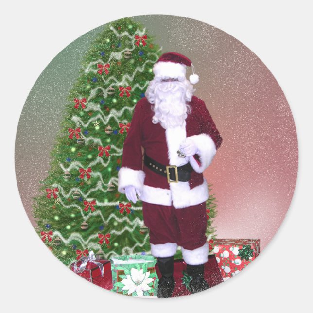Rond Sticker père Noël Christmas Tree (Devant)