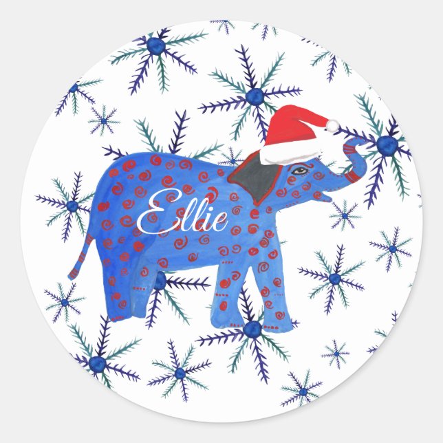 Rond Sticker père Noël Elephant Christmas (Devant)