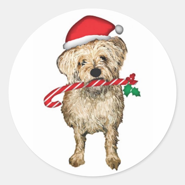 Rond Sticker Père Noël pour oreilles mignonnes Terrier (Devant)