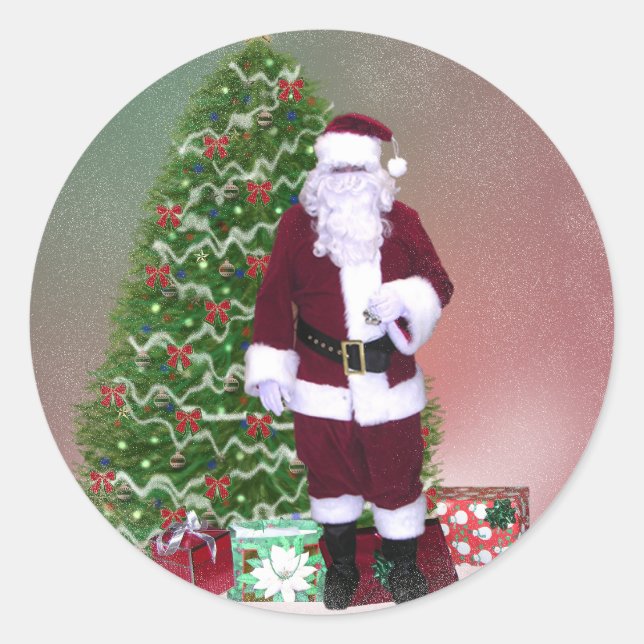 Rond Sticker père Noël Snow Globe (Devant)