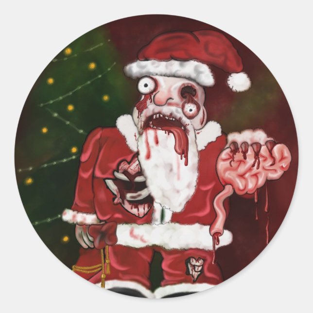 Rond Sticker Père Noël Zombie (Devant)