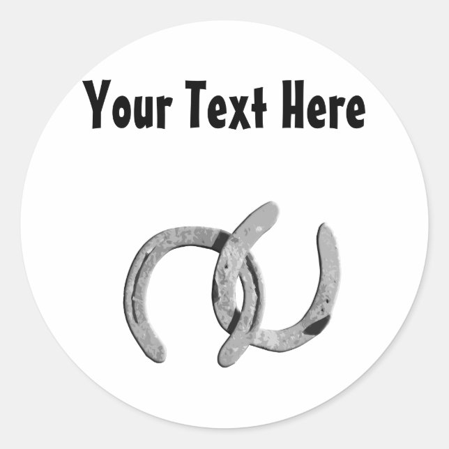 Rond Sticker personnalisable Chaussure à Cheval Argent (Devant)