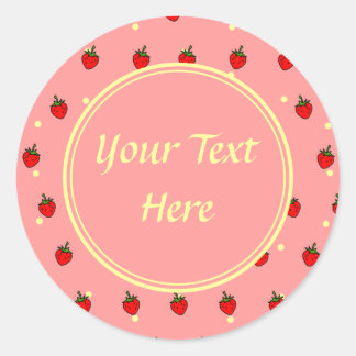 Rond Sticker personnalisable de fraises et crème