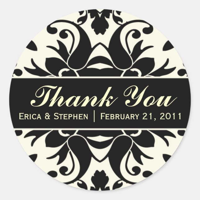 Rond Sticker personnalisable inspiré Black & Ivory Dama (Devant)
