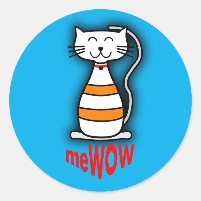 Rond Sticker personnalisable meWOW Cat Good Job Reward (Devant)