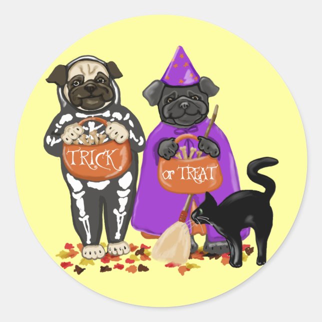 Rond Sticker personnalisable pour les Carlins Halloween (Devant)