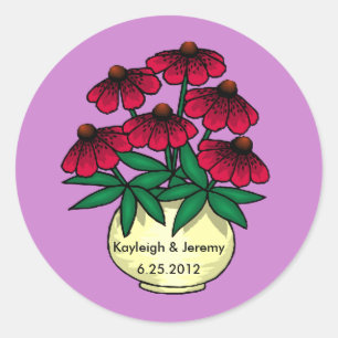 Rond Sticker personnalisé Arrière - plan violet Fleurs 