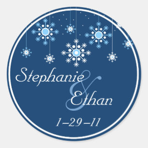 Rond Sticker personnalisé de mariage d'hiver