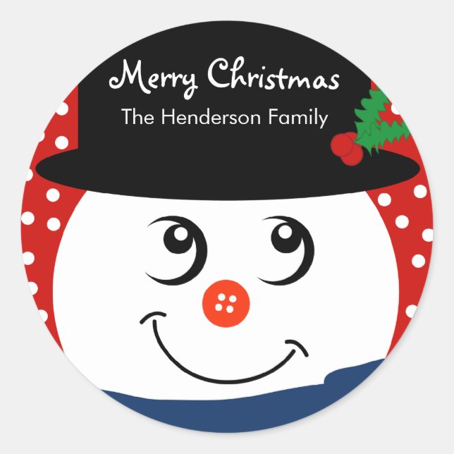 Rond Sticker personnalisé de Noël - Snowman (Devant)