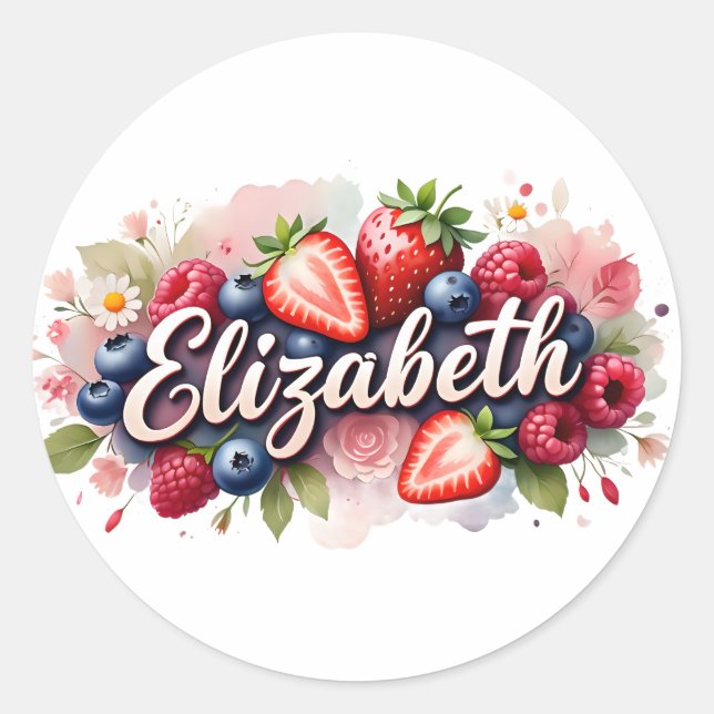 Rond Sticker personnalisé Elizabeth Berry Design floral (Devant)