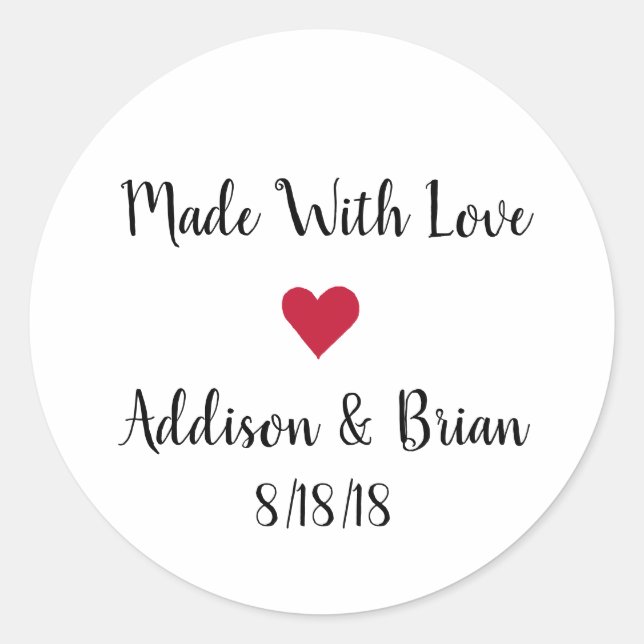 Rond Sticker Personnalisé Fait Avec Amour (Devant)
