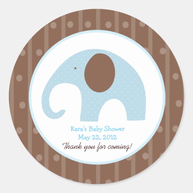 Rond Sticker personnalisé Little Elephant (bleu) (Devant)