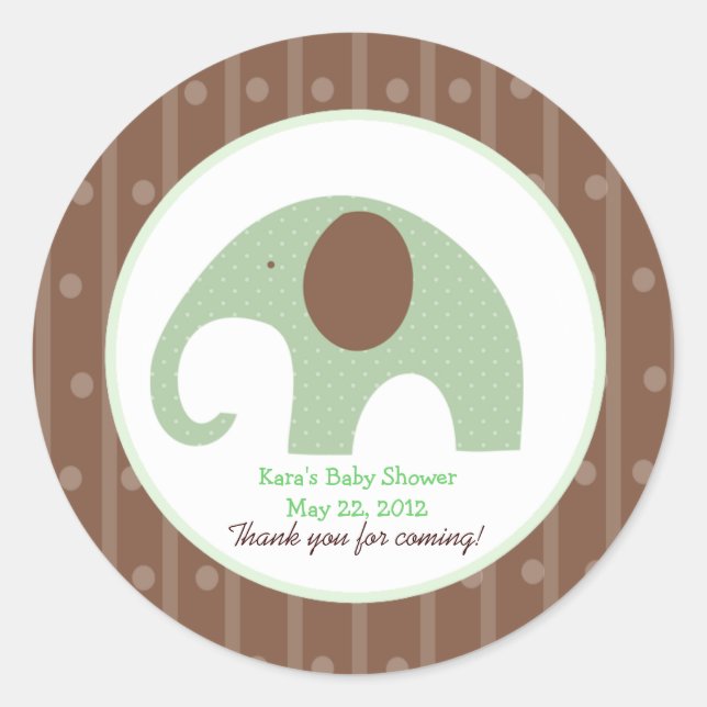 Rond Sticker personnalisé Little Elephant (Vert) (Devant)