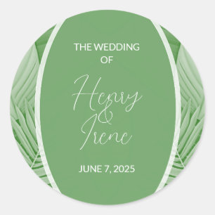 Rond Sticker personnalisé Mariage vert tropical