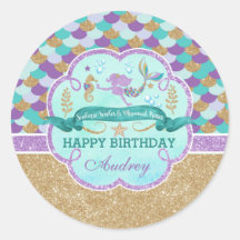 Sticker personnalisé Mermaid Happy Birthday