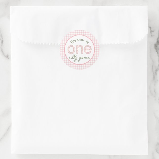 Rond Sticker personnalisé "One Silly Goose" (Sac)