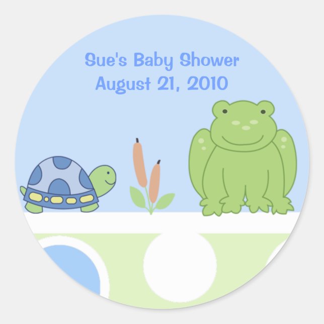 Rond Sticker personnalisé pour la grenouille et la tort (Devant)