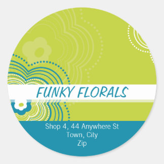 Rond STICKER PERSONNALISÉ TENDANCE :: fleur funky 12