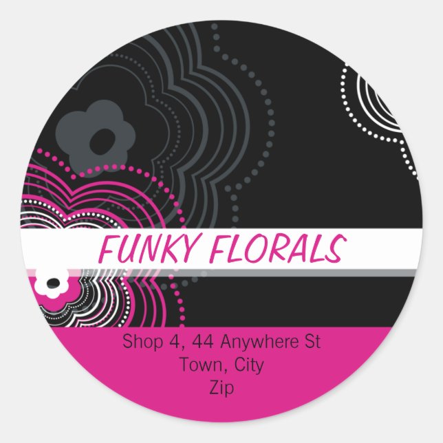 Rond STICKER PERSONNALISÉ TENDANCE :: fleur funky 2 (Devant)