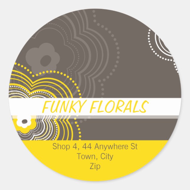 Rond STICKER PERSONNALISÉ TENDANCE :: fleur funky 7 (Devant)
