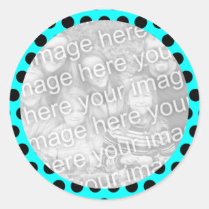 Rond Sticker photo avec cadre à points Polka